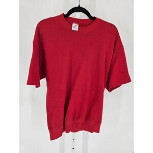Vintage 1990s Jerzees Womens Sz XL Short Sleeve Crew Neck Sweatshirt Solid Red